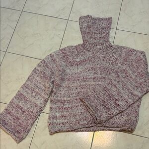 Derek Heart Pink and Cream Turtleneck Sweater